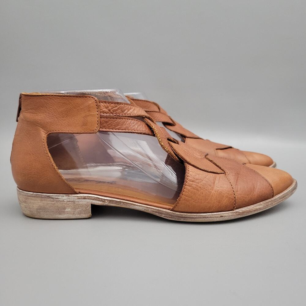 Free People Tan Leather Braided Cutout Sandals - Picture 5 of 12